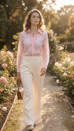 Camisa Rosa de Renda Mochy - TU