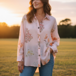 Camisa Estampada Rosa Claro
