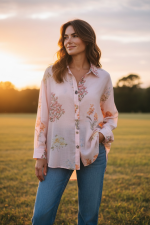 Camisa Estampada Rosa Claro