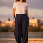 T-Shirt Branca com Flor em Tule