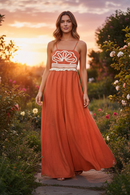 Vestido Dina na Cor de Tijolo