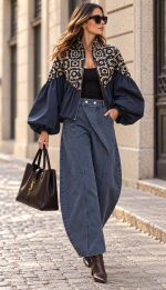 Jeans Cruzado na Cor Azul